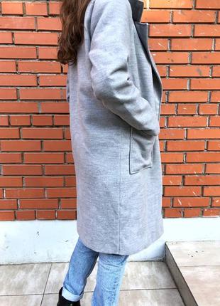 Стильное  трендовое  серое  пальто демисезонное оверсайз2 фото