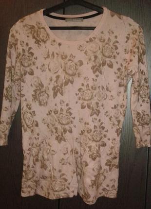 Ніжна кофточка пудрово-рожевого кольору з квітковим принтом m&s, розмір 16/xxl.