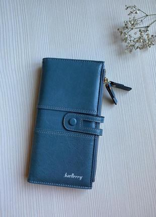 Лаковий гаманець-портмоне baellerry з екошкіри бірюзового кольору