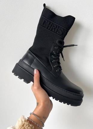 Крутейшие женские ботинки в стиле christian dior black sock чёрные