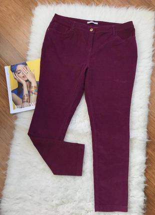 Вельветовые брюки винного цвета, большой размер2 фото