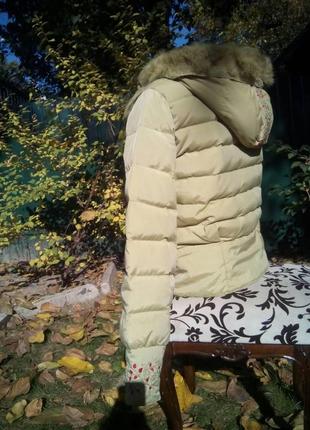 Куртка пуховик lawine оливкового цвета с мехом кролика3 фото