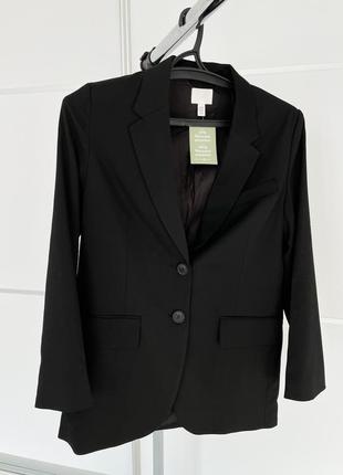 Однобортний блейзер оверсайз h&m чорний жіночий піджак трендовий базовий оверсайз