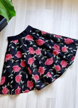 Нарядная новая юбка солнце пышная в розы в цветы апликацию4 фото