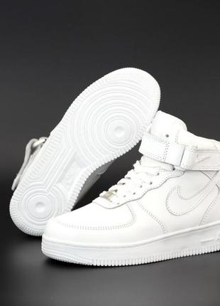 Мужские высокие кожаные кроссовки с мехом nike air force#найк