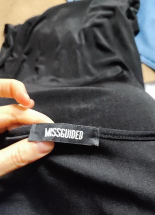 Missguided платье чёрное по фигуре карандаш футляр миди с длинным рукавом глубоким вырезом4 фото