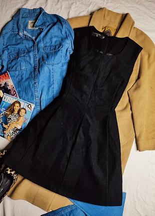 Платье чёрное теплое на подкладке свободное приталенное базовое классическое