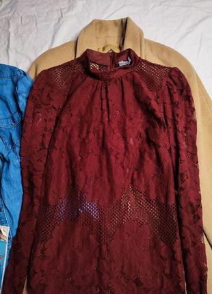 Asos асос платье бордо бордовое винное марсала вишневое бургунди гипюр гипюровое2 фото