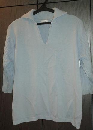 Тепленькая трикотажная кофточка голубого цвета  infinity, размер xl+.