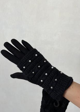 Рукавички жіночі чорні зима1 фото