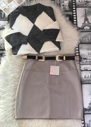 Нова сіра шкіряна спідниця missguided 🤍🍁