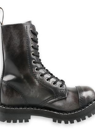 Steel ботинки берцы 10 люверсов 10 eye leather steel toe кожа black / white железо носок стилы  🔥