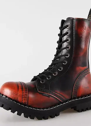 Ботинки steel берцы сапоги 10 люверсов натуральная кожа унисекс чорные с оранжевым 🔥 стилы сталь eye