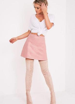 Замшевпя юбка под замш а-силуэта на молнии