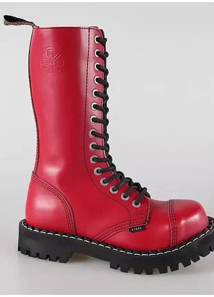 Steel черевики берці гомілкові чоботи 15 дірок натуральна шкіра жіночі чоловічі чорні червоні 🔥