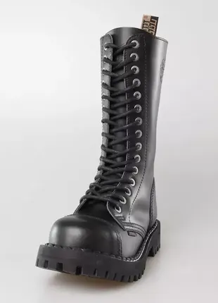 Steel ботинки берцы 15 люверсов натуральная кожа стилы железный носок железо стильный чорный цвет 🔥3 фото