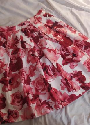 Шикарна атласна юбка спідниця в розах