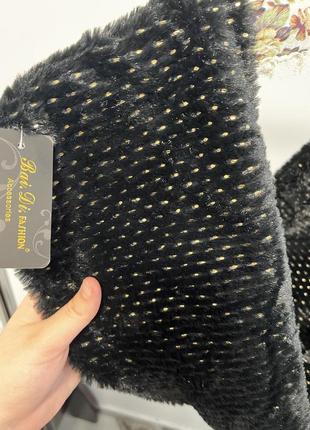 Новый черный теплый шарф-хомут в золотую блестку bai.di.fashion3 фото