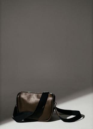 Оливкова шкіряна сумка, стильна жіноча сумка з натуральної шкіри bagster5 фото