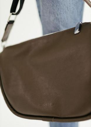 Оливкова шкіряна сумка, стильна жіноча сумка з натуральної шкіри bagster2 фото