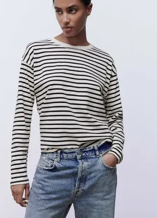 Лонгслив в полоску, тельняшка zara размер м