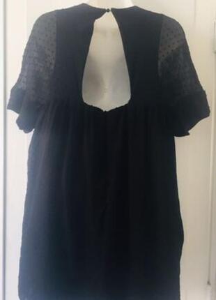 Zara черное платье-комбинезон с вышивкой9 фото