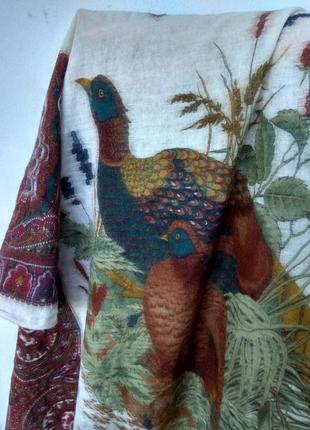 Роскошный подписной дизайнерский платок шаль из кашемировой шерсти ascot, англияоригинал, винтаж6 фото