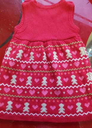George 6-9-12м 68-74-80см новогоднее теплое вязаное платье сарафан девочке4 фото