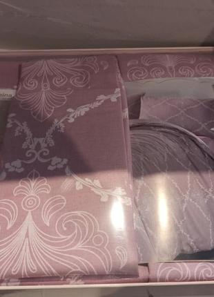 Набір комплект постільної білизни туреччина двоспальний в коробці на подарунок3 фото