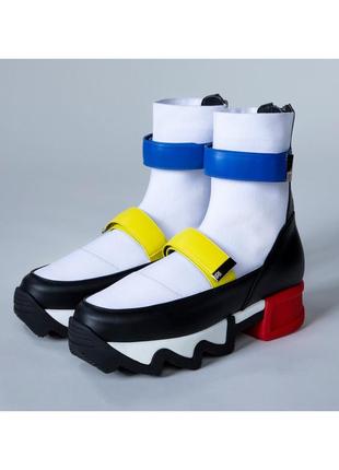 Эксклюзивнве яркие высокие текстильные итальянские кроссовки носки 38-39 размер3 фото