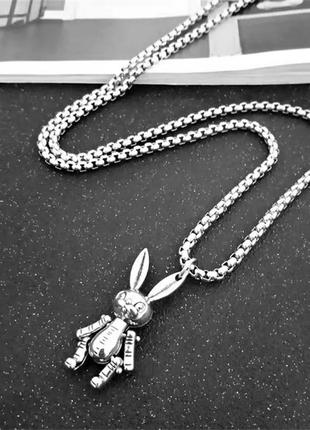 Подвеска заяц, кулон заяц с подвижными лапами из стали