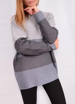 Комбінований теплий светр, люкс якості, сірий