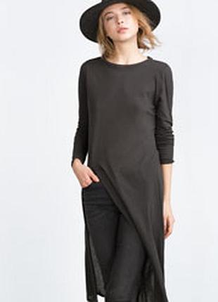 Модная длинная ассиметричная туника с вырезом. zara