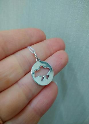 Срібна родована підвіска карта україни 925 проба (серебро ,срібло )