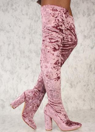 Велюровые ботфорты (розовые, пурпурные, фиолетовые)2 фото