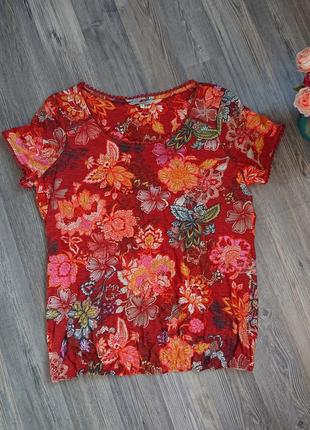 Красивая женская блуза в цветы хлопок блузка блузочка р.46/487 фото