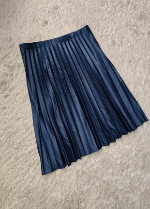 Синяя юбка плисе1 фото