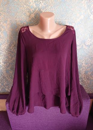 Женская блуза с кружевом цвет бордо р.46/48 блузка блузочка кофточка1 фото
