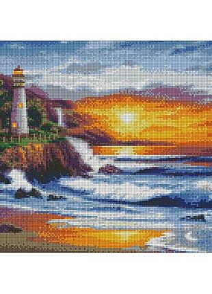 Алмазная вышивка. картина на подрамнике маяк на берегу океана, размер 40х50см