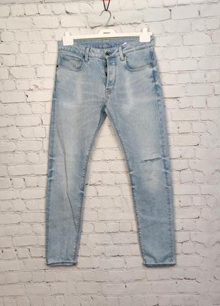 Мужские джинсы синие стильные g star raw 3301 slim fit w32 l32