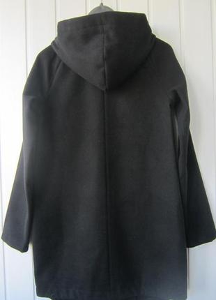 Новое с биркой стильное черное пальто с капюшоном из кашемира р.s/42-442 фото