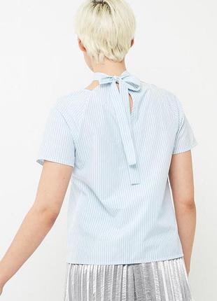 Хлопковая блуза топ в полоску с завязками бантом от only