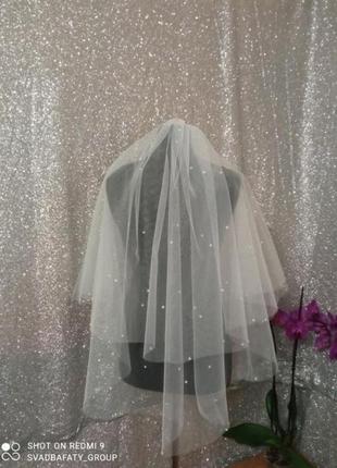 Весільна фата перлини розсип
