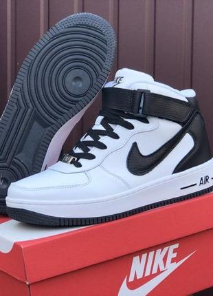Мужские высокие кожаные кроссовки nike air force #найк