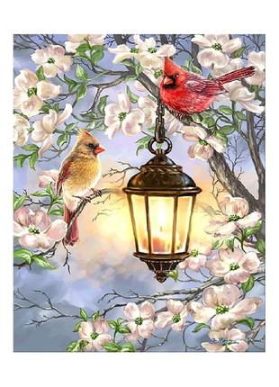 Алмазная вышивка. картина на подрамнике фонарь в саду, размер 40х50см