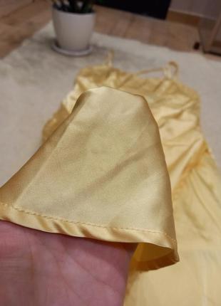 Сукня з розрізом на запах сатинова атласна на бретельках легенька на запах легкое сатиновое платье плаття атласное міді миди4 фото