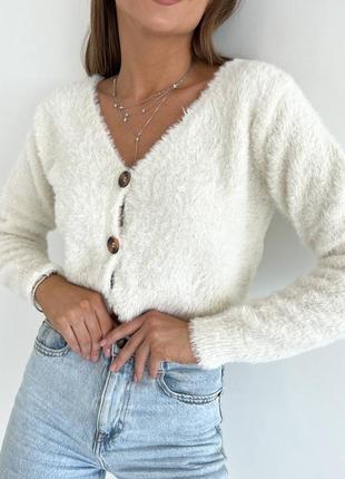 Кофточка жіноча біла тепла джемпер пуловер лонгслів