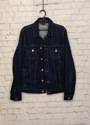 Джинсовая куртка мужская джинсовка темно-синяя asos design skinny denim jacket in indigo