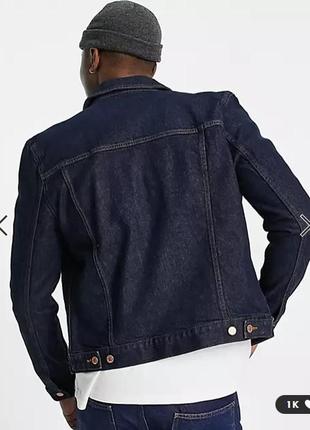 Джинсовая куртка мужская джинсовка темно-синяя asos design skinny denim jacket in indigo5 фото