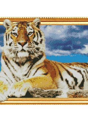 Алмазная вышивка. картина на подрамнике гордый тигр, размер 40х50см
